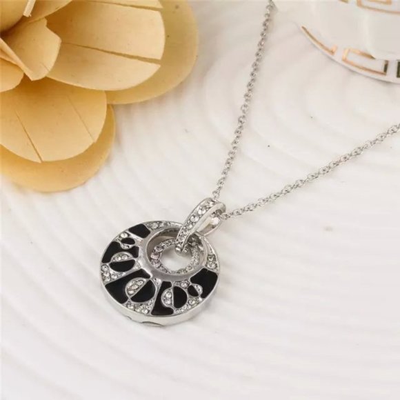 Silver Tone & Rhinestone Round Necklace Set - Picture 6 of 7